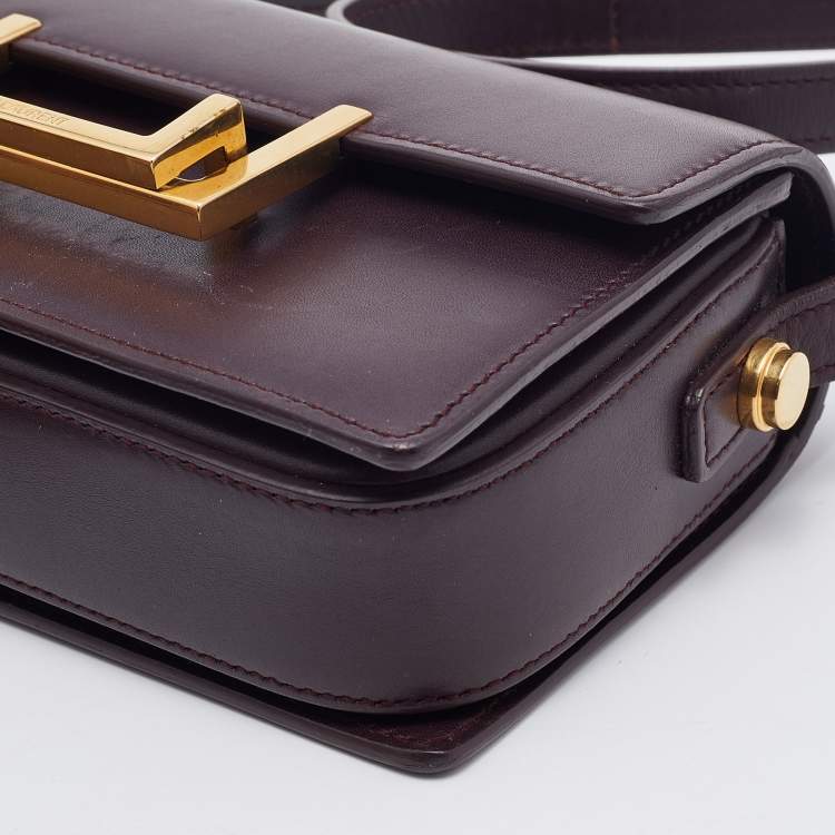 Pre Owned Saint Laurent Burgundy Leather Small Lulu Shoulder Bag