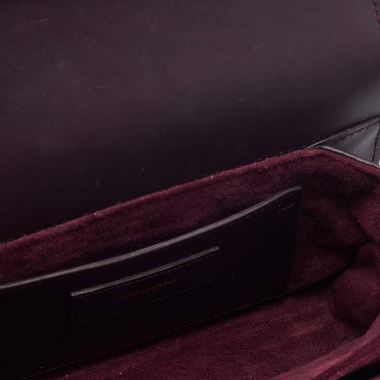 Pre Owned Saint Laurent Burgundy Leather Small Lulu Shoulder Bag