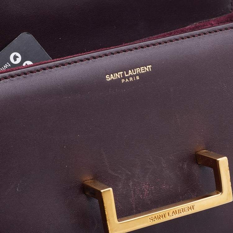 Pre Owned Saint Laurent Burgundy Leather Small Lulu Shoulder Bag