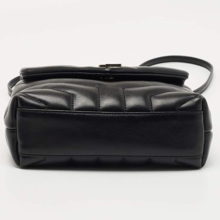 Pre Owned Saint Laurent Black Matelassé Leather Toy Loulou Crossbody Bag