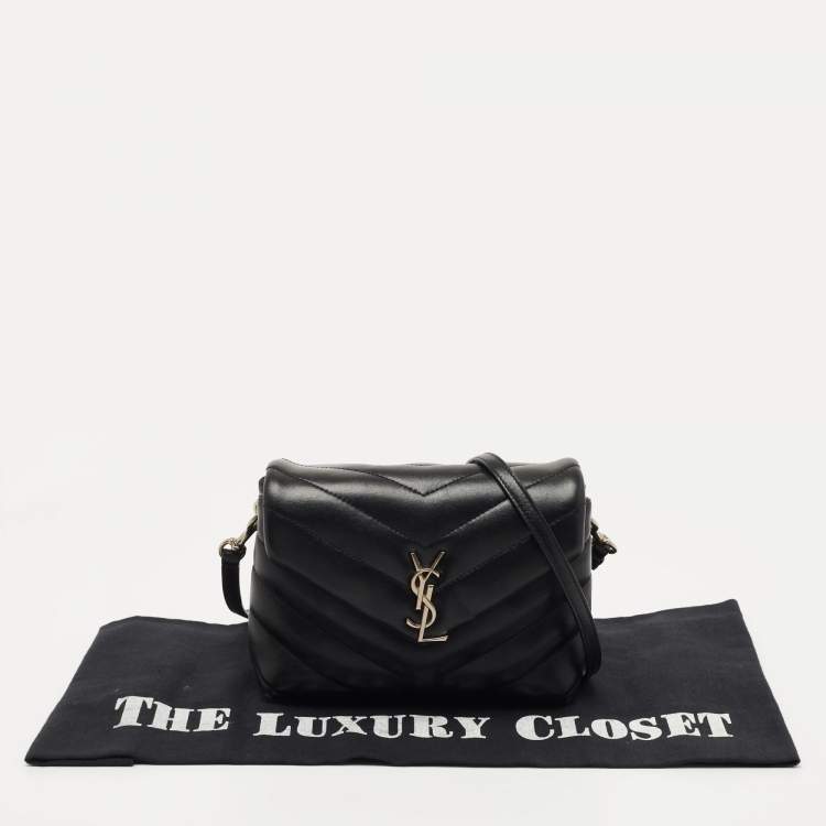 Pre Owned Saint Laurent Black Matelassé Leather Toy Loulou Crossbody Bag