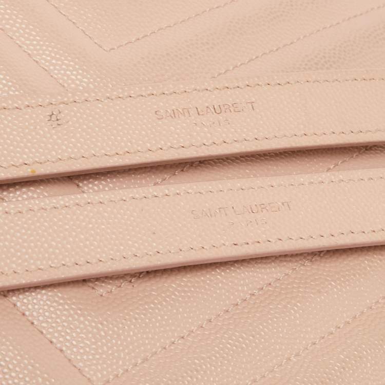 Pre Owned Saint Laurent Light Pink Matelassé Leather Large Cassandre Flap Bag