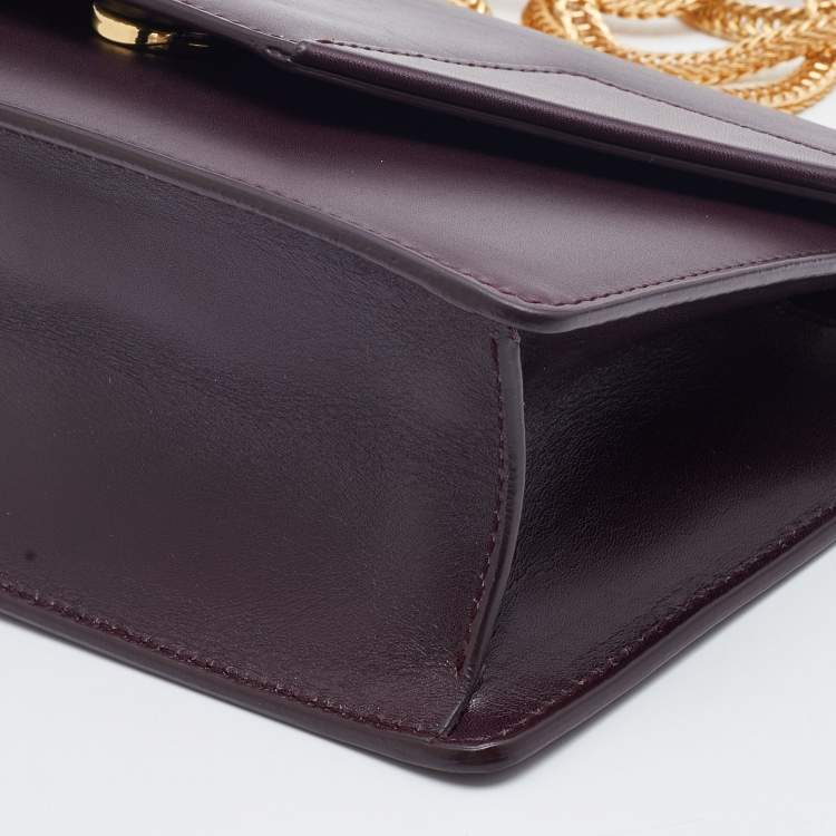 Pre Owned Saint Laurent Burgundy Leather Betty Chain Shoulder Bag