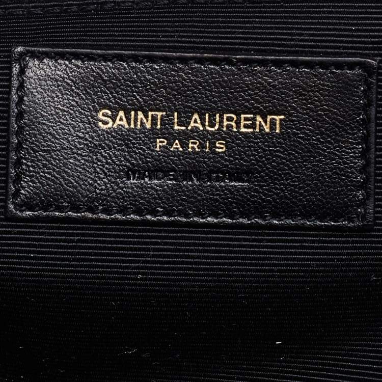 Pre Owned Saint Laurent Beige Matelassé Leather Large Monogram Envelope Shoulder Bag