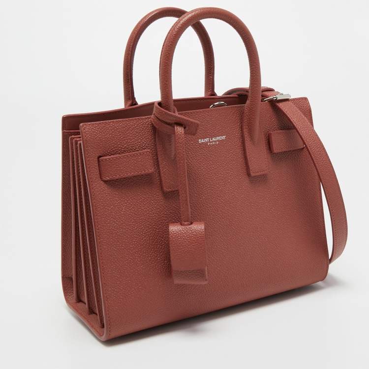 مملوكة مسبقًا Saint Laurent Mystic Rose Leather Nano Classic Sac De Jour Tote