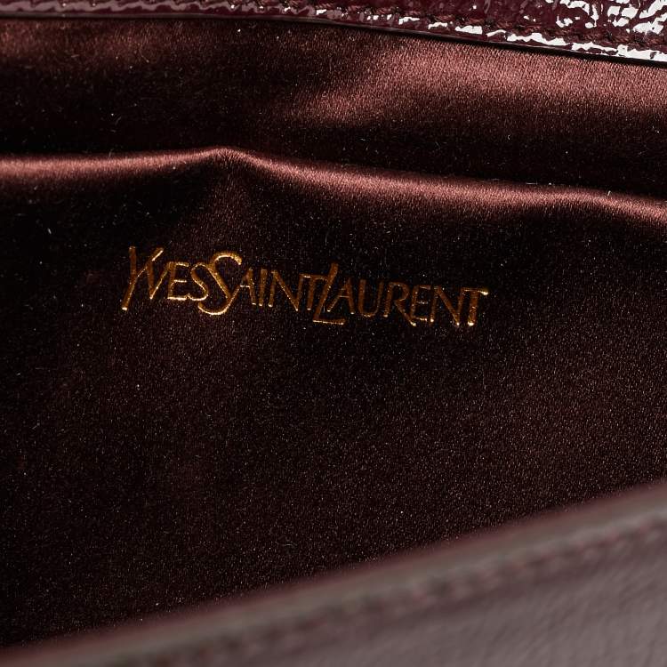 Pre Owned Yves Saint Laurent Burgundy Patent Leather Belle De Jour Flap Clutch
