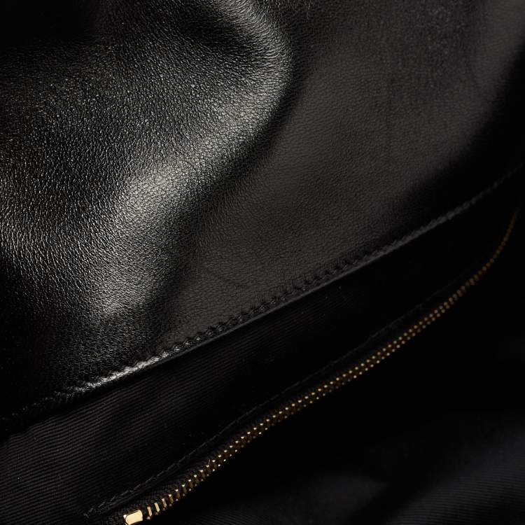 Pre Owned Saint Laurent Black Matelassé Leather Maxi Icare Shopper Tote