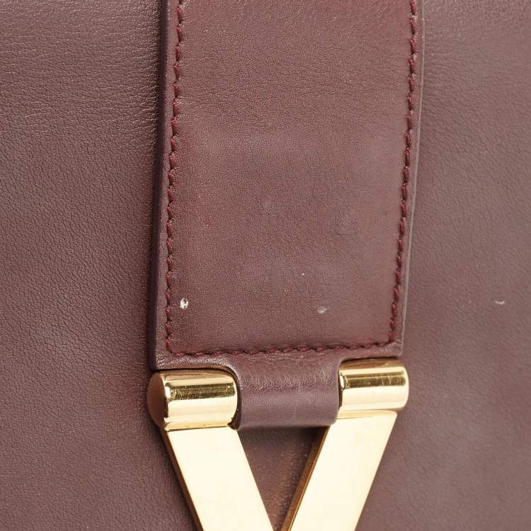 Pre Owned Saint Laurent Burgundy Leather Y-Ligne Clutch
