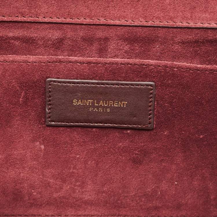 Pre Owned Saint Laurent Burgundy Leather Y-Ligne Clutch