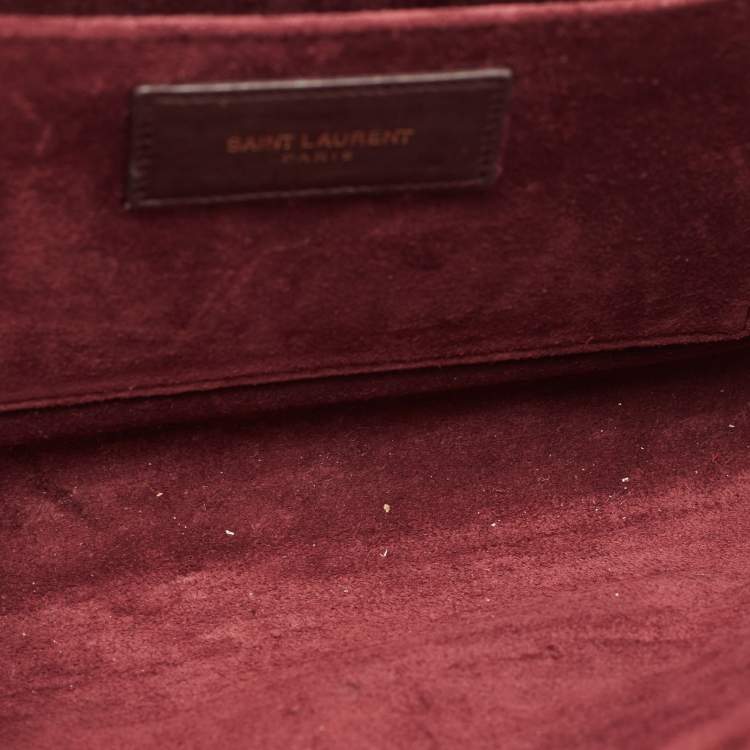 Pre Owned Saint Laurent Burgundy Leather Y-Ligne Clutch