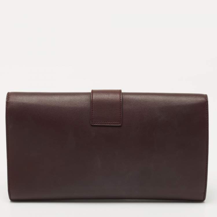 Pre Owned Saint Laurent Burgundy Leather Y-Ligne Clutch