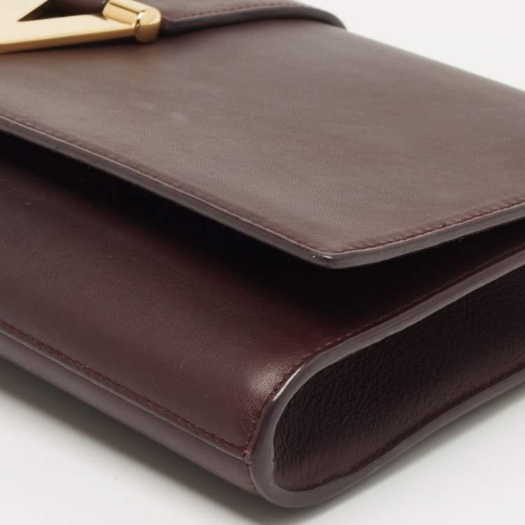 Pre Owned Saint Laurent Burgundy Leather Y-Ligne Clutch