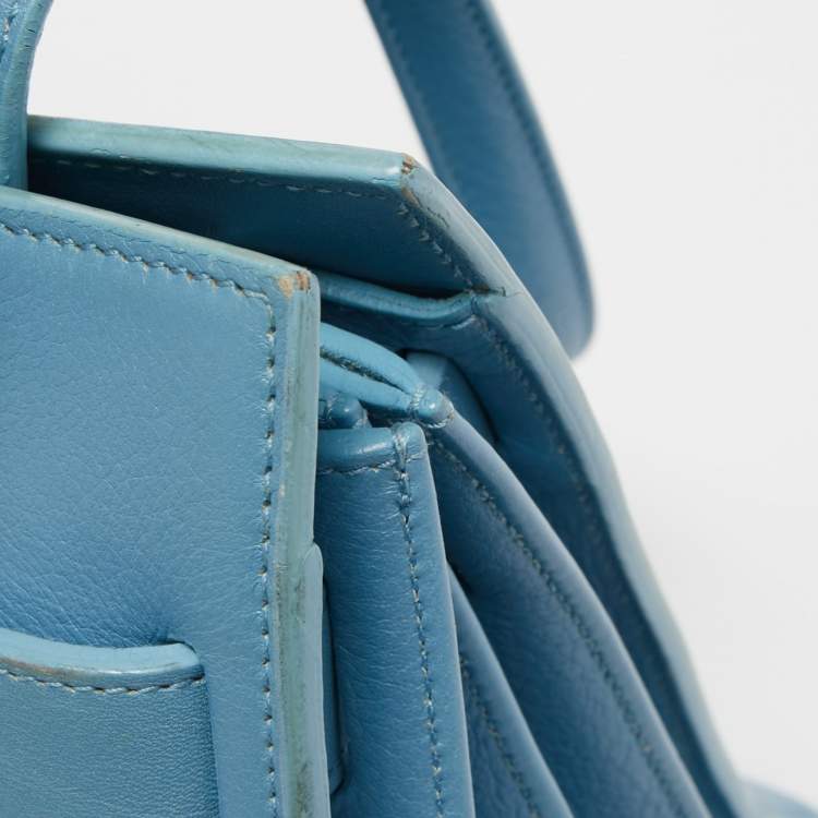 Pre Owned Saint Laurent Light Blue Leather Small Classic Sac De Jour Tote