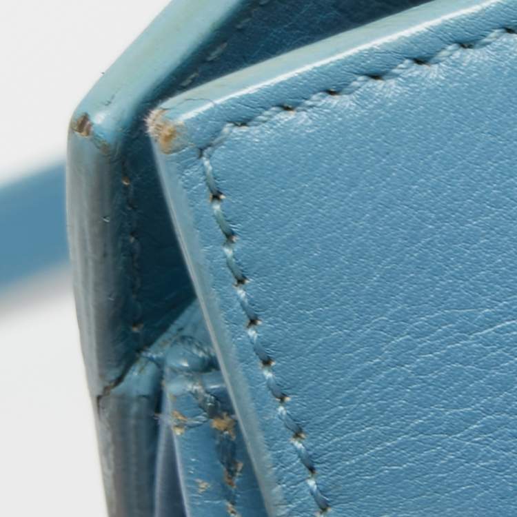 Pre Owned Saint Laurent Light Blue Leather Small Classic Sac De Jour Tote