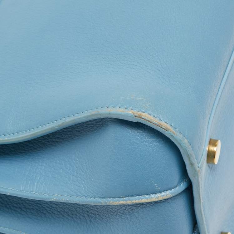 Pre Owned Saint Laurent Light Blue Leather Small Classic Sac De Jour Tote