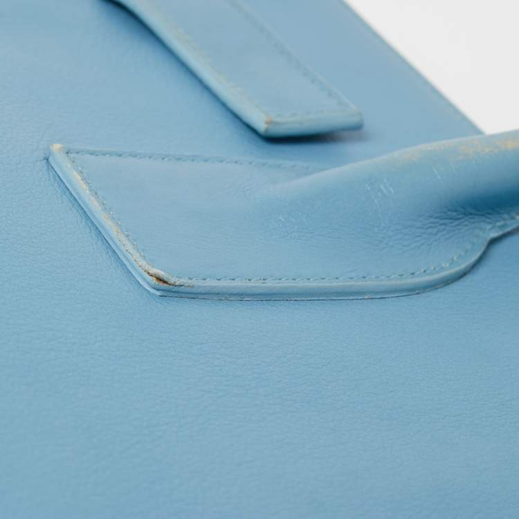 Pre Owned Saint Laurent Light Blue Leather Small Classic Sac De Jour Tote