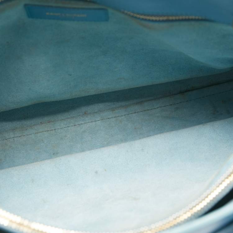 Pre Owned Saint Laurent Light Blue Leather Small Classic Sac De Jour Tote