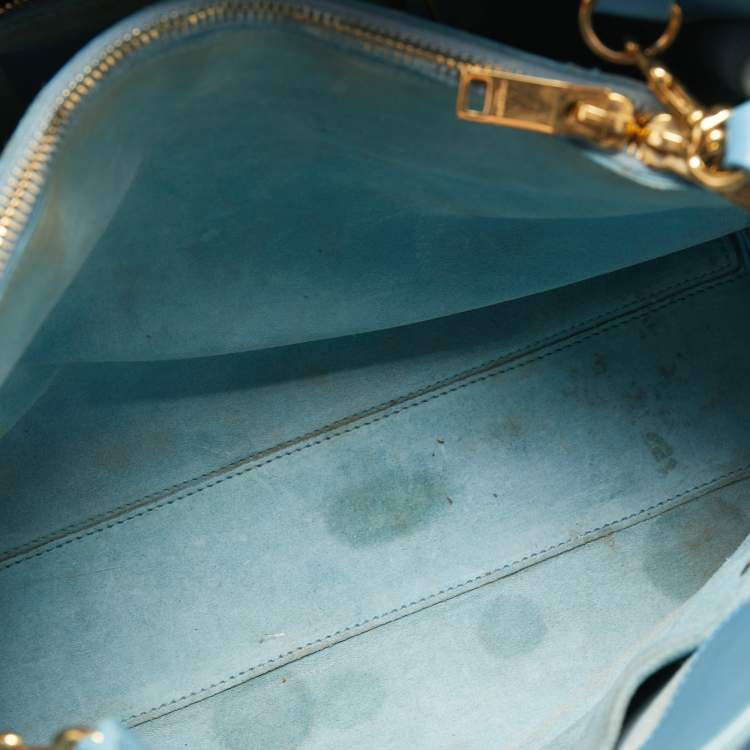 Pre Owned Saint Laurent Light Blue Leather Small Classic Sac De Jour Tote