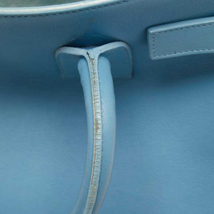 Pre Owned Saint Laurent Light Blue Leather Small Classic Sac De Jour Tote
