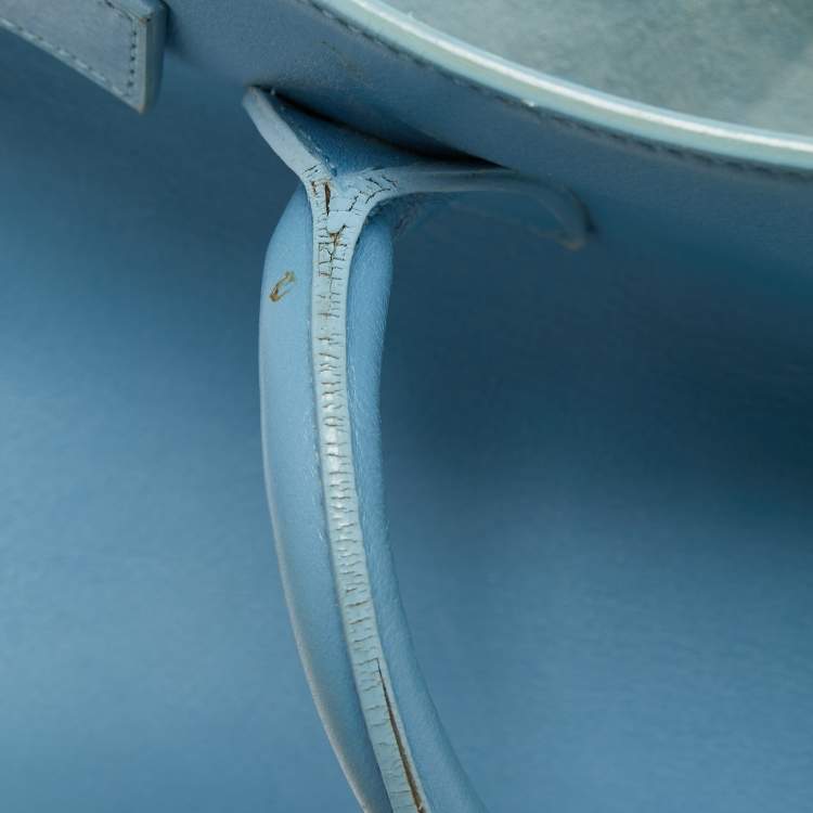Pre Owned Saint Laurent Light Blue Leather Small Classic Sac De Jour Tote