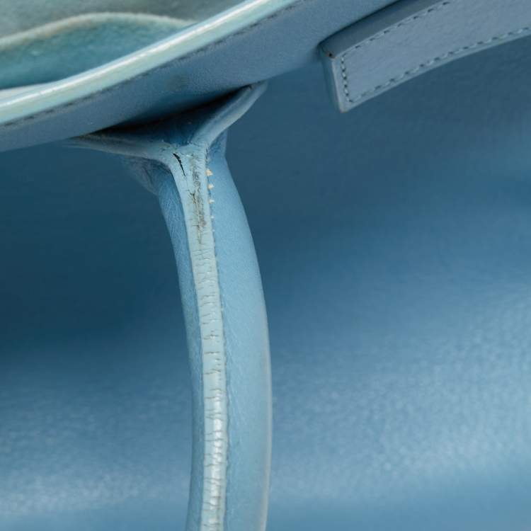 Pre Owned Saint Laurent Light Blue Leather Small Classic Sac De Jour Tote
