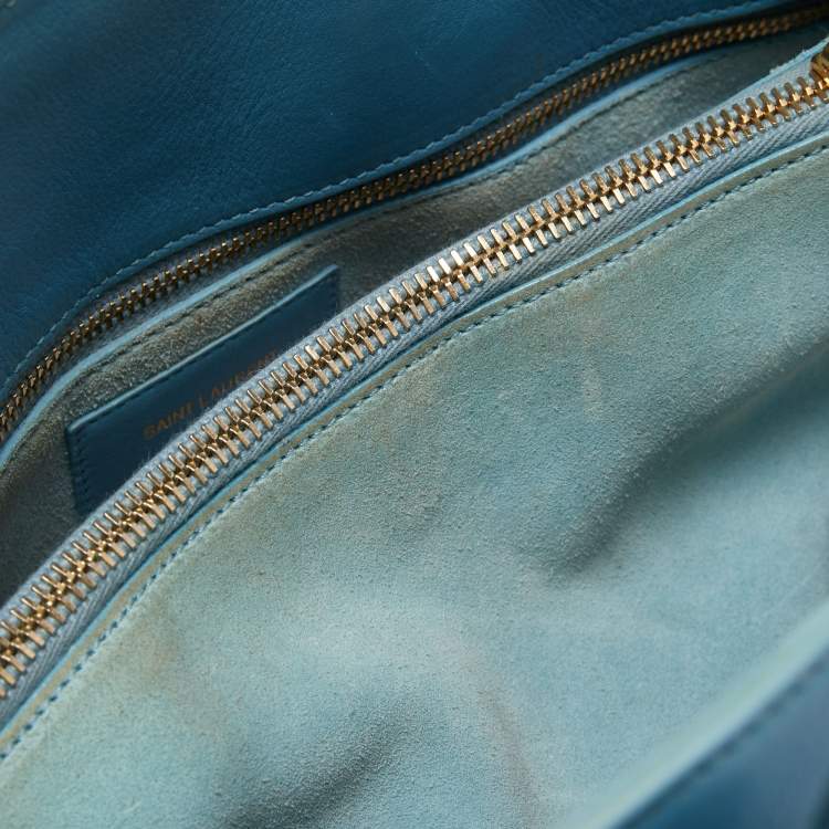 Pre Owned Saint Laurent Light Blue Leather Small Classic Sac De Jour Tote
