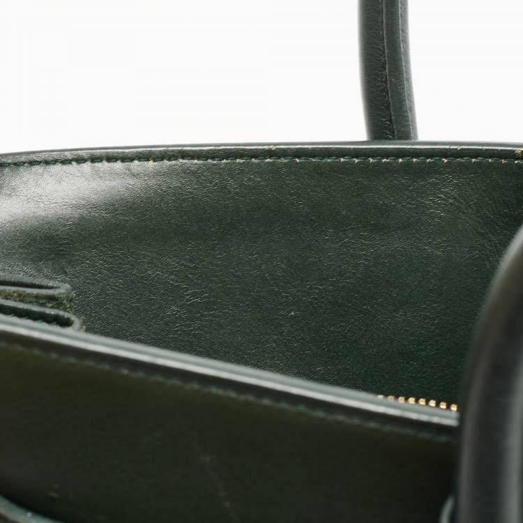 Pre Owned Saint Laurent Dark Green Leather Small Classic Sac De Jour Tote