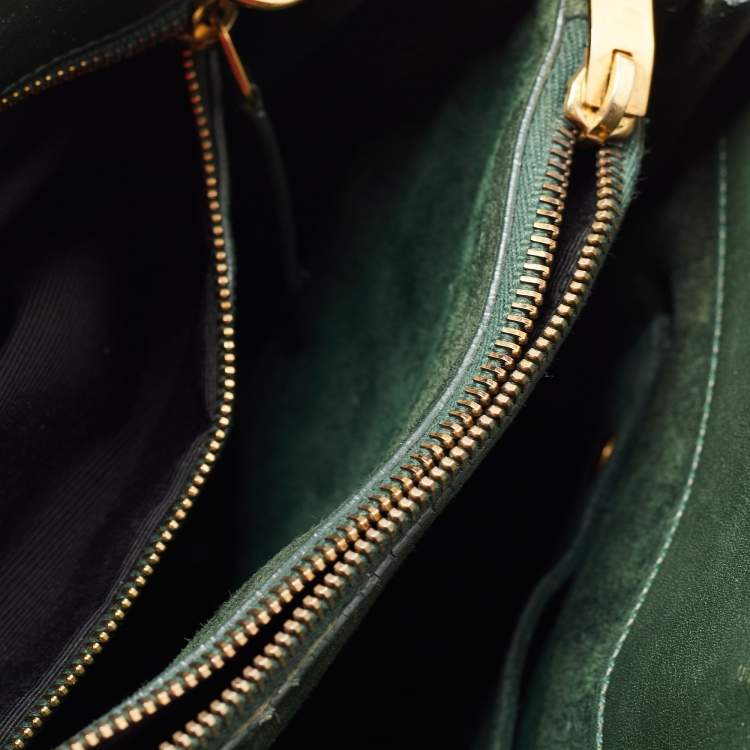 Pre Owned Saint Laurent Dark Green Leather Small Classic Sac De Jour Tote