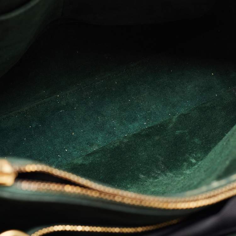 Pre Owned Saint Laurent Dark Green Leather Small Classic Sac De Jour Tote