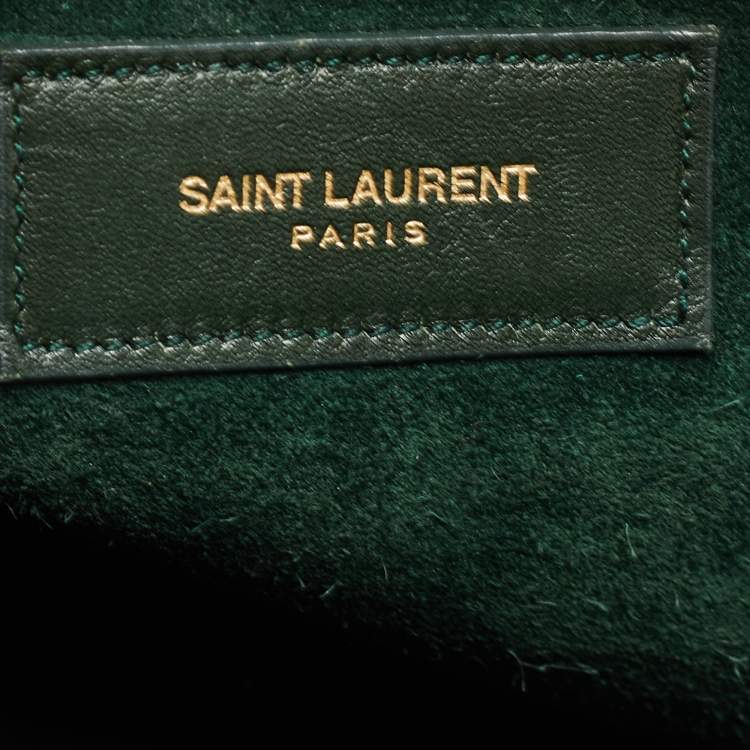 Pre Owned Saint Laurent Dark Green Leather Small Classic Sac De Jour Tote