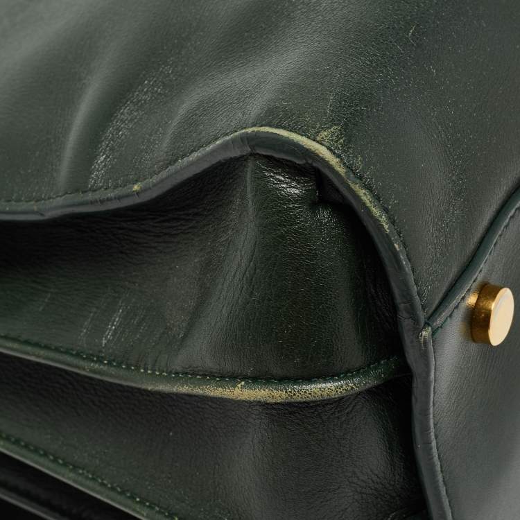 Pre Owned Saint Laurent Dark Green Leather Small Classic Sac De Jour Tote