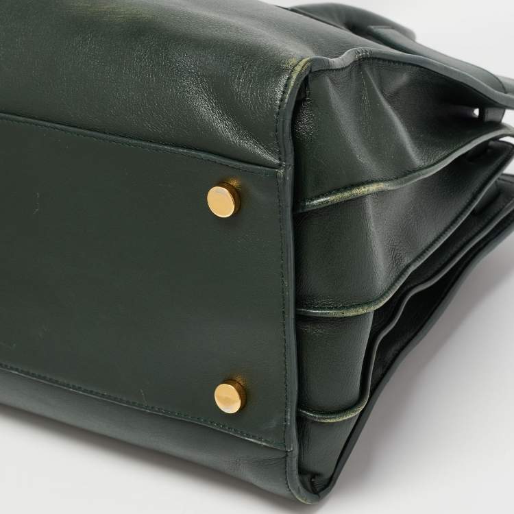 Pre Owned Saint Laurent Dark Green Leather Small Classic Sac De Jour Tote
