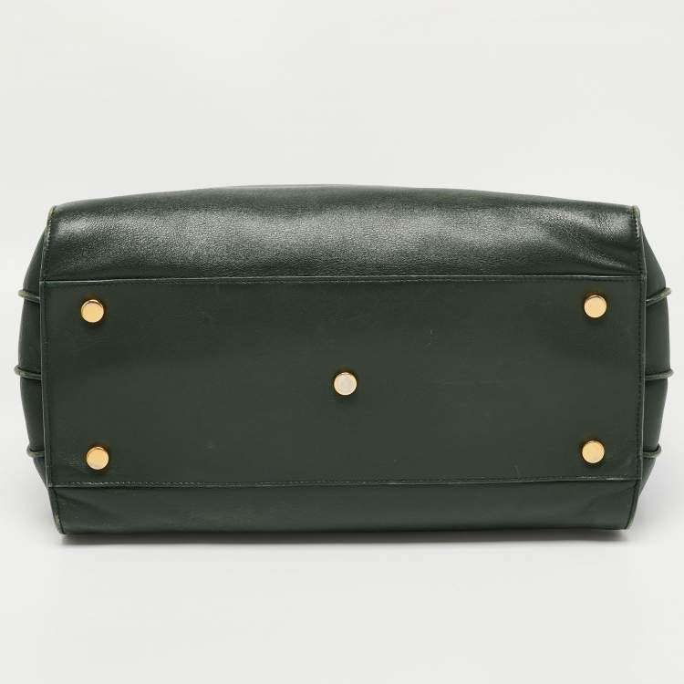 Pre Owned Saint Laurent Dark Green Leather Small Classic Sac De Jour Tote
