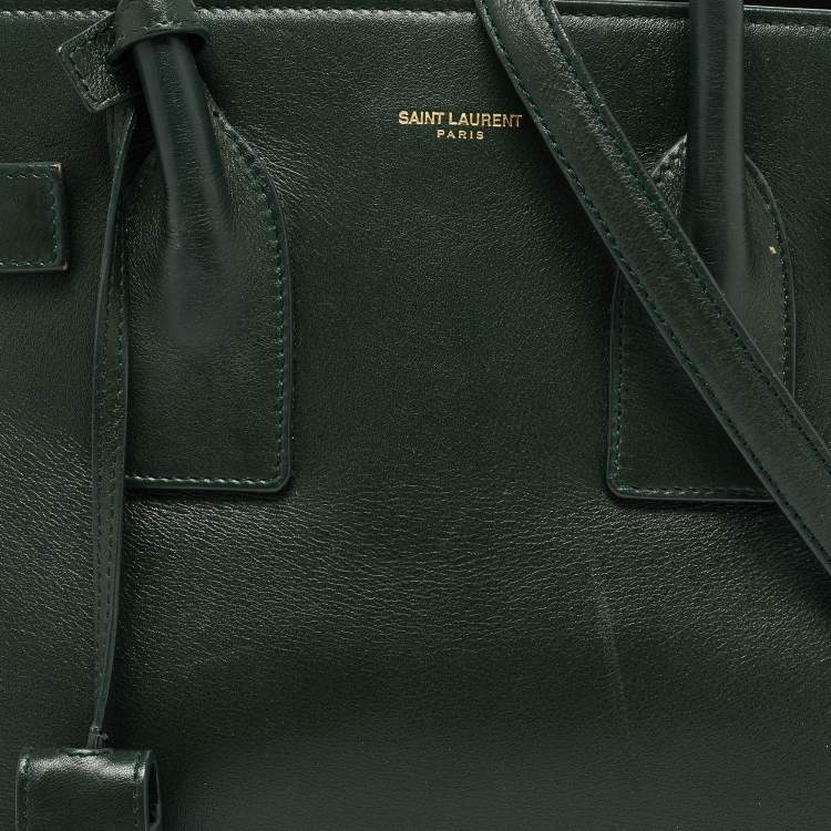 Pre Owned Saint Laurent Dark Green Leather Small Classic Sac De Jour Tote