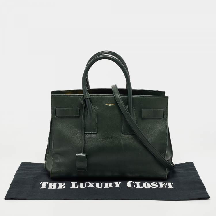 Pre Owned Saint Laurent Dark Green Leather Small Classic Sac De Jour Tote