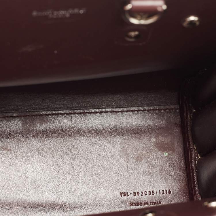 مملوكة مسبقًا Saint Laurent Burgundy Croc Embossed Leather Nano Classic Sac De Jour Tote