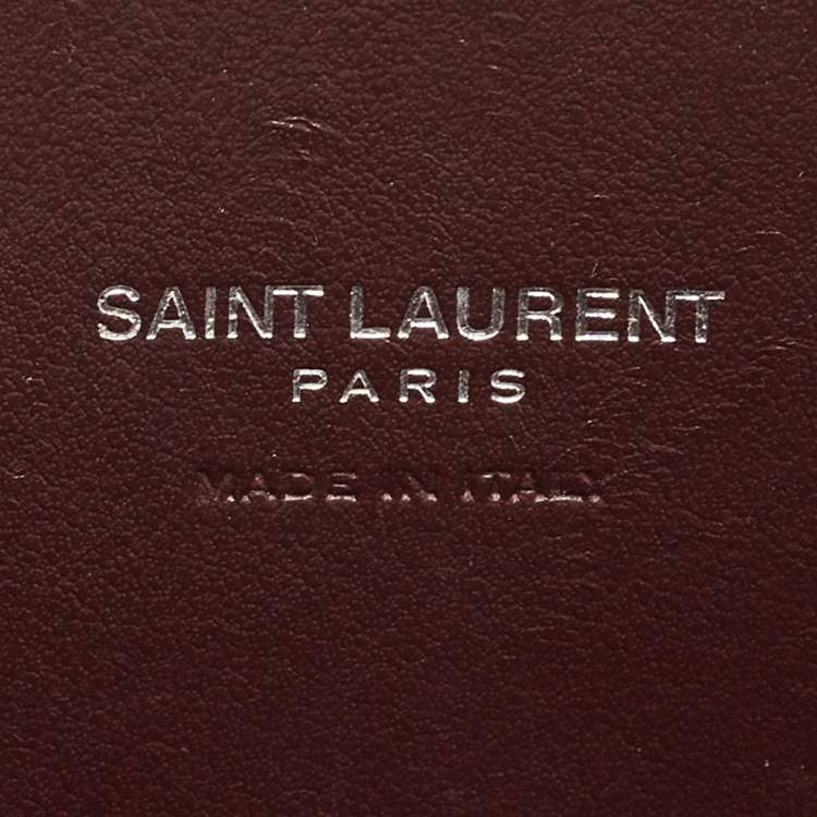 مملوكة مسبقًا Saint Laurent Burgundy Croc Embossed Leather Nano Classic Sac De Jour Tote