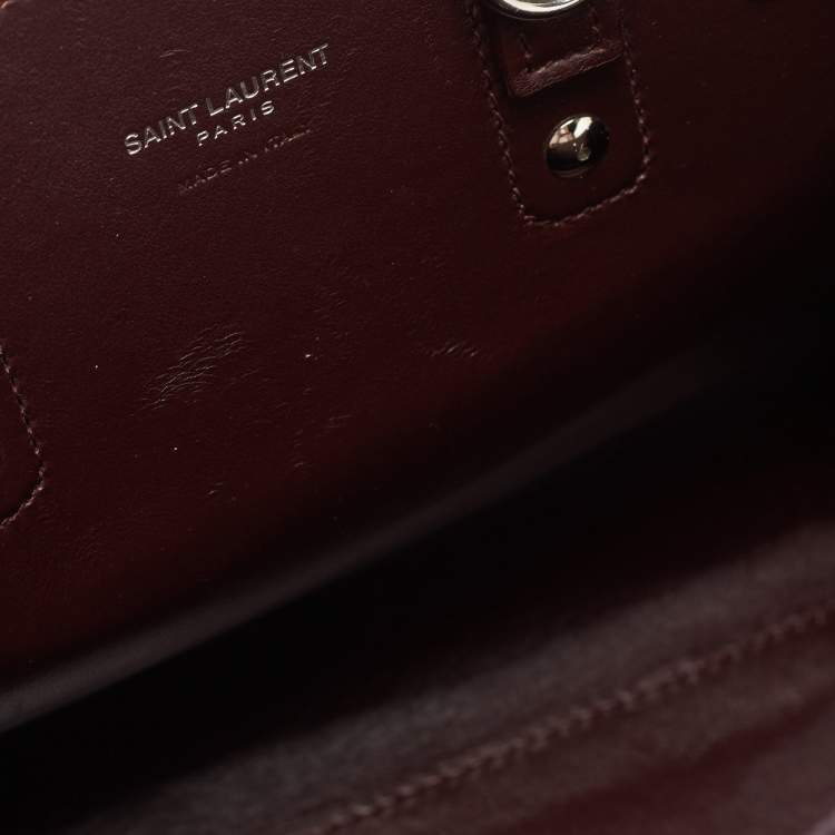 مملوكة مسبقًا Saint Laurent Burgundy Croc Embossed Leather Nano Classic Sac De Jour Tote