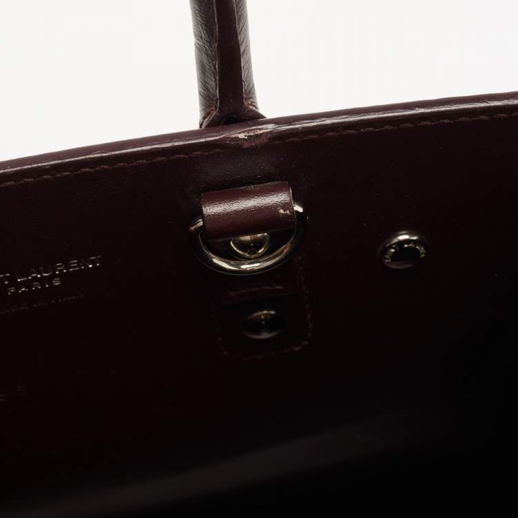 مملوكة مسبقًا Saint Laurent Burgundy Croc Embossed Leather Nano Classic Sac De Jour Tote