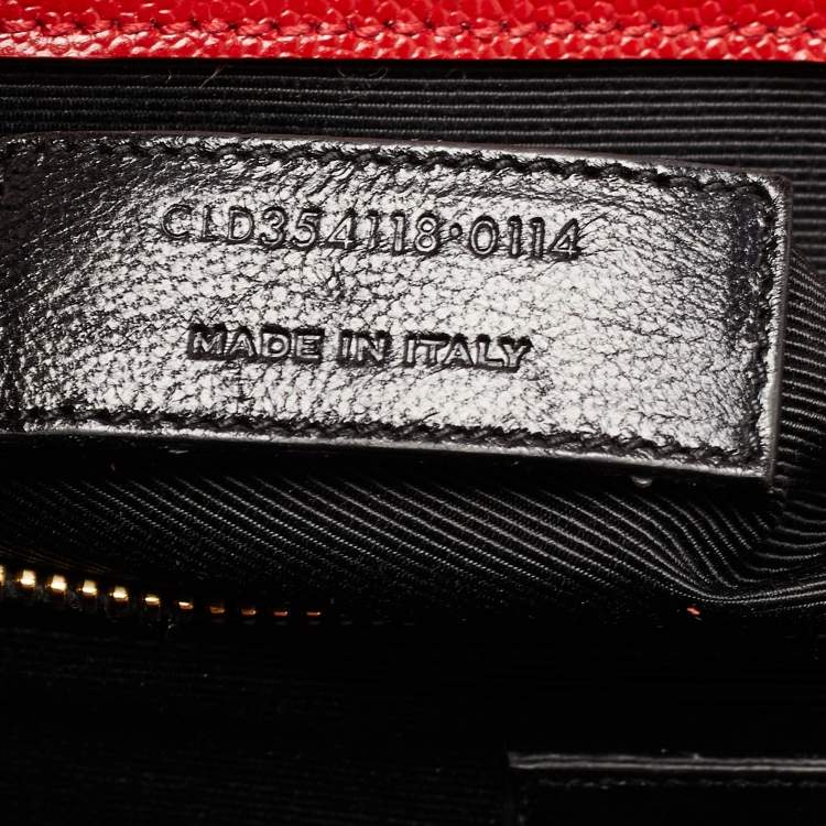 Pre Owned Saint Laurent Red Matelassé Leather Large Monogram Envelope Shoulder Bag