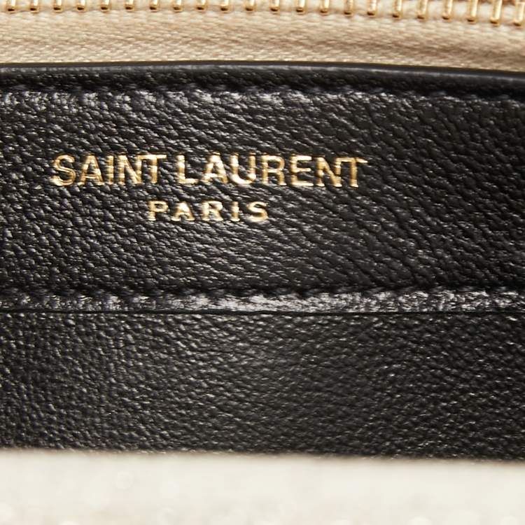 Pre Owned Saint Laurent Gold Textured Leather Kate Wallet on Chain 