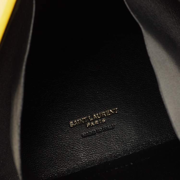 Pre Owned Saint Laurent Yellow Leather Pyramid Clutch Bag