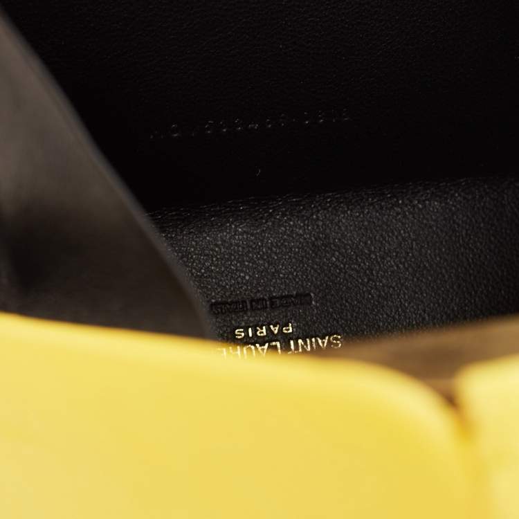 Pre Owned Saint Laurent Yellow Leather Pyramid Clutch Bag