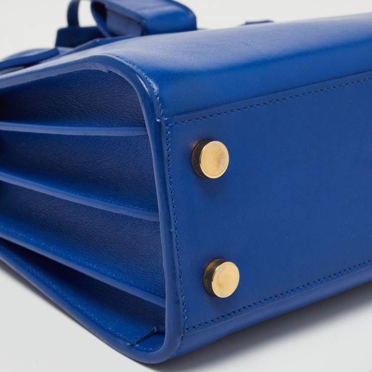 Pre Owned Saint Laurent Blue Leather Nano Classic Sac De Jour Tote
