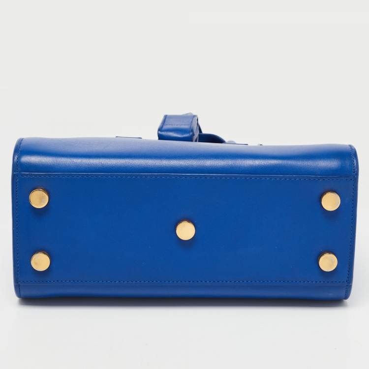 Pre Owned Saint Laurent Blue Leather Nano Classic Sac De Jour Tote
