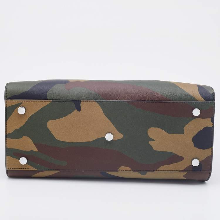 Pre Owned Saint Laurent Multicolor Camouflage Print Leather Small Classic Sac De Jour Tote