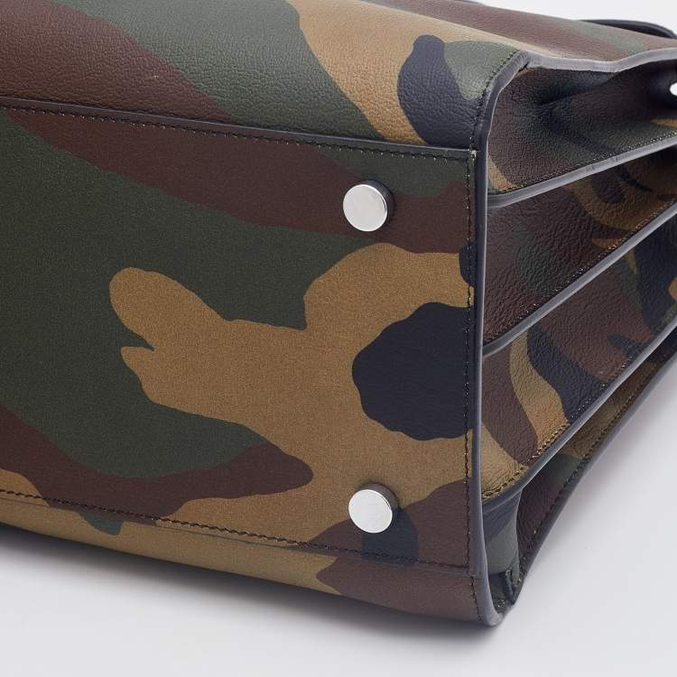 Pre Owned Saint Laurent Multicolor Camouflage Print Leather Small Classic Sac De Jour Tote
