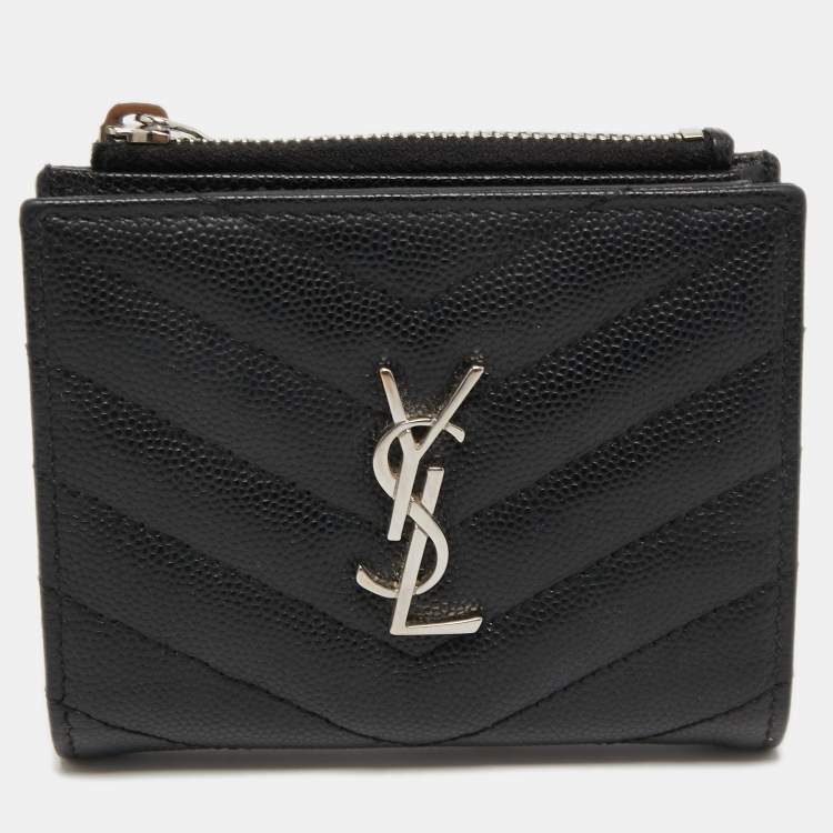 Saint Laurent Matelassé Leather Cassandre Zip Compact Wallet Saint ...