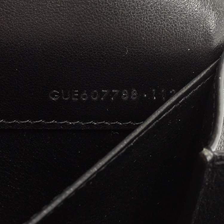مملوكة مسبقًا Saint Laurent Black Croc Embossed Leather Uptown Wallet on Chain