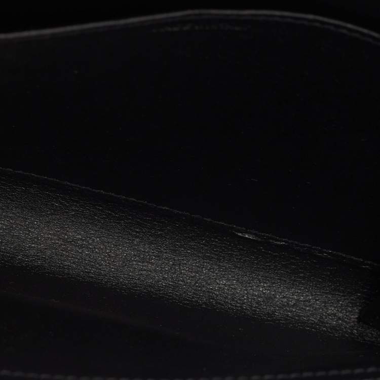 مملوكة مسبقًا Saint Laurent Black Croc Embossed Leather Uptown Wallet on Chain